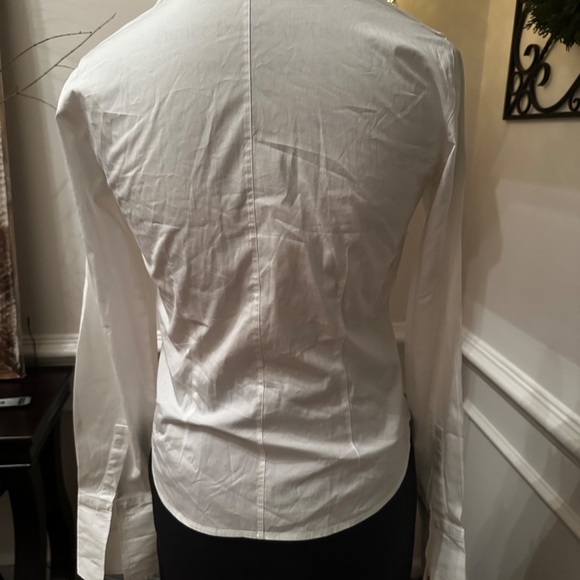 Talbots petites women’s collared white stretch blouse French cuff size 6 EUC - Picture 8 of 9